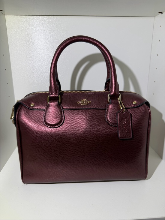 Coach Handbags - Coach Bennett Metallic Plum Dome Satchel with Gold Hardware